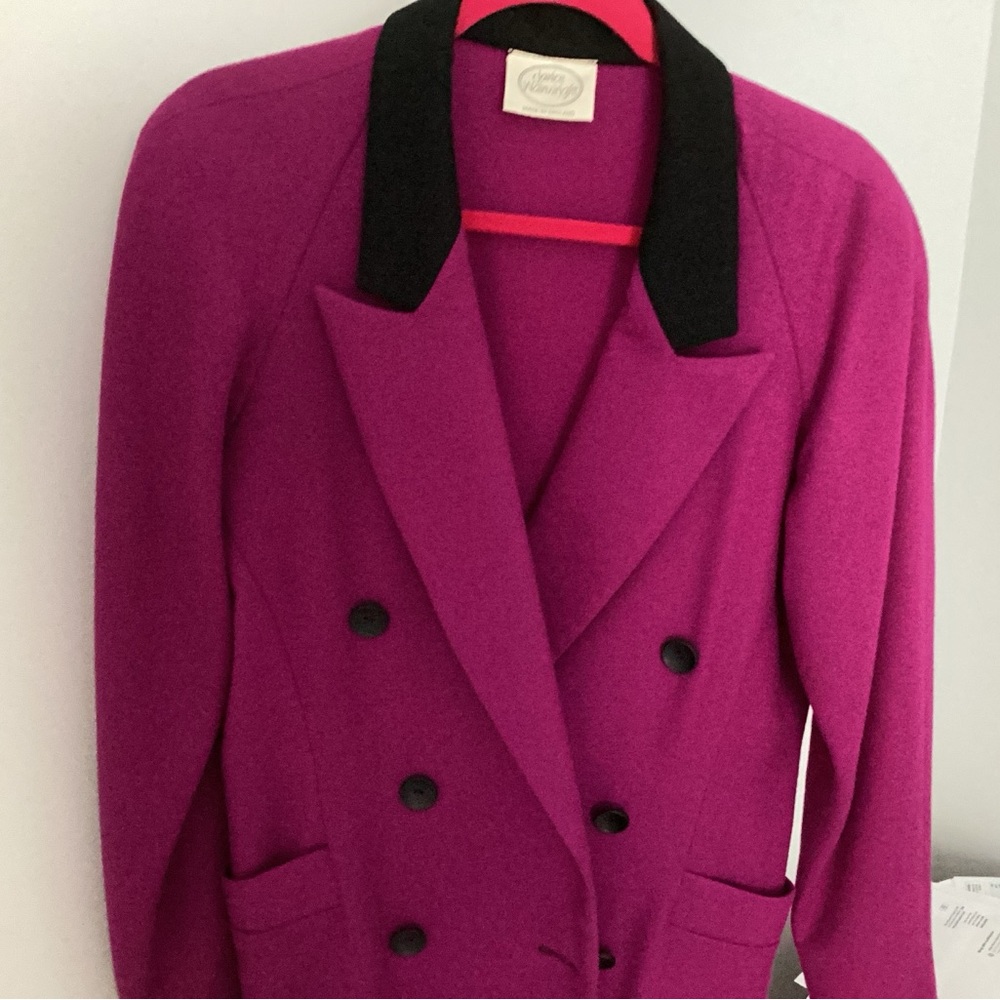 Janice Wainright all wool size 10 Pink Dress with Black buttons and collar